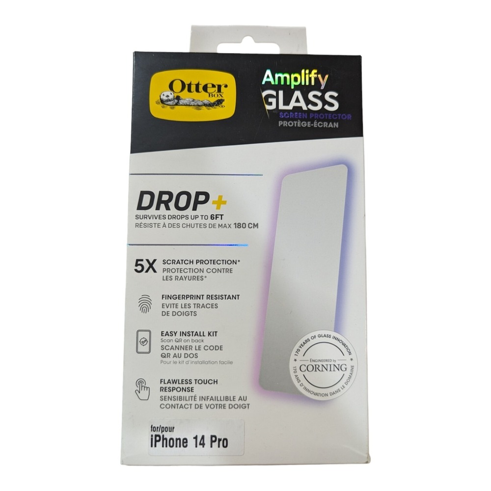 Y4.‎ OTTERBOX Amplify ANTIMICROBIAL Screen protector for iPhone 14 Pro New!!